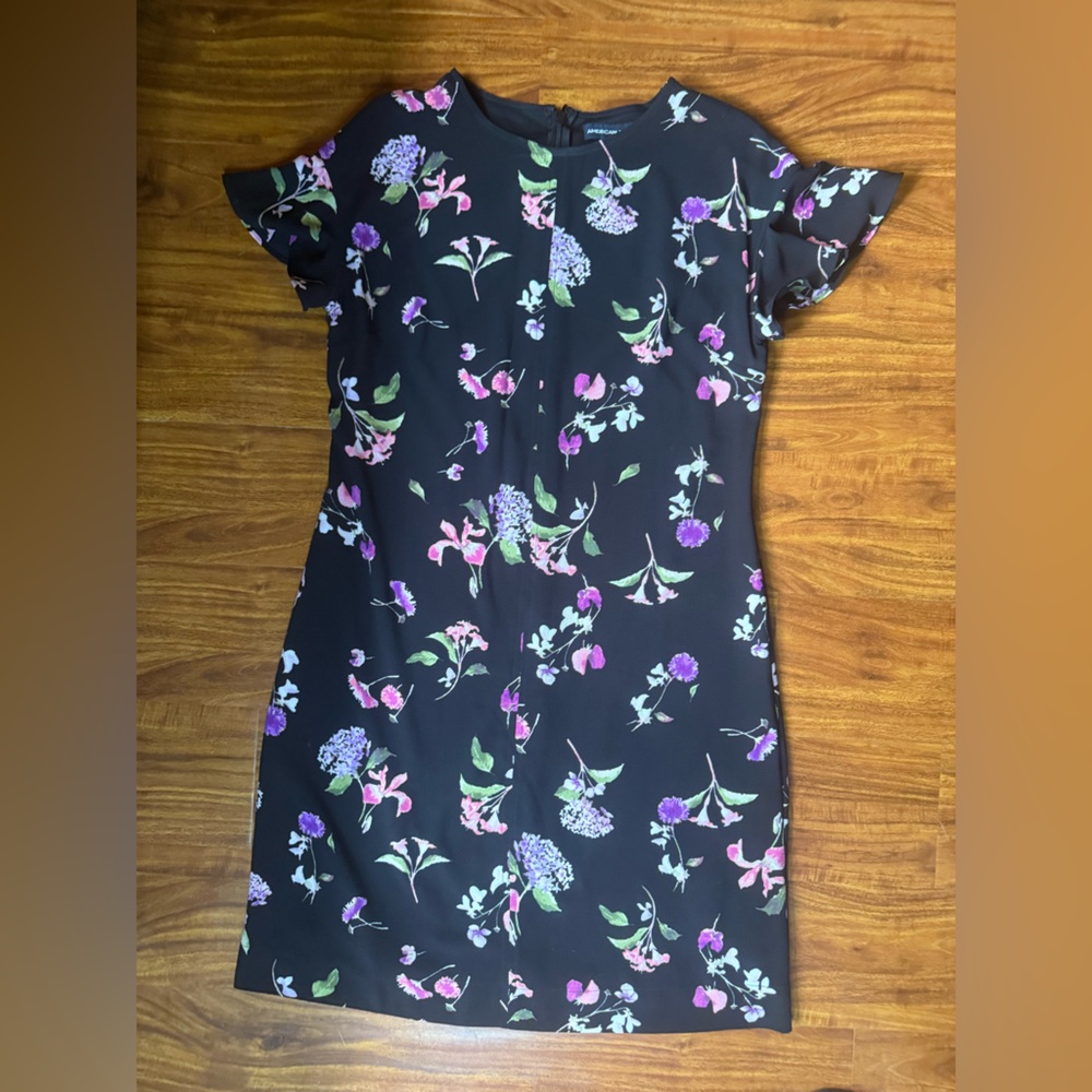 American Living Black Floral Midi Skirt